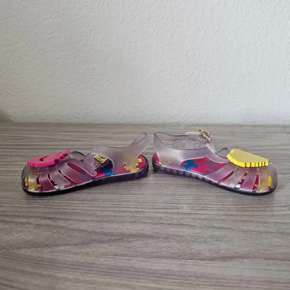 Mini Melissa Emoji Sandals Clear Jelly Yellow Pink Toddler Little Kids USA 7